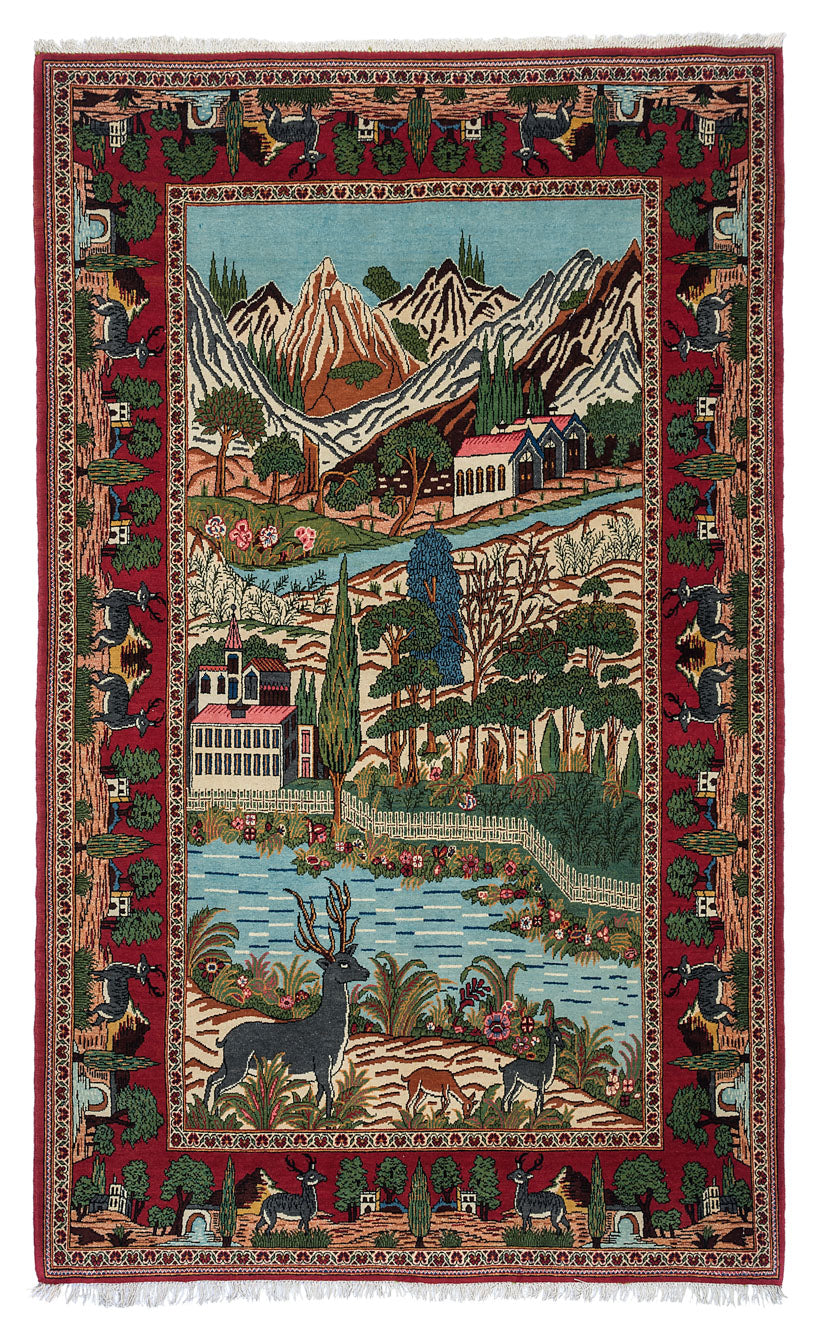 Old Persian Kashan Pictorial 215x133cm